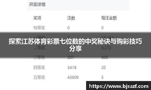 探索江苏体育彩票七位数的中奖秘诀与购彩技巧分享